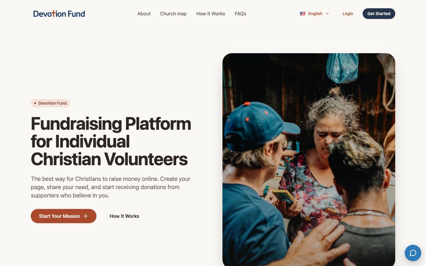 Devotion Fund homepage on a desktop browser