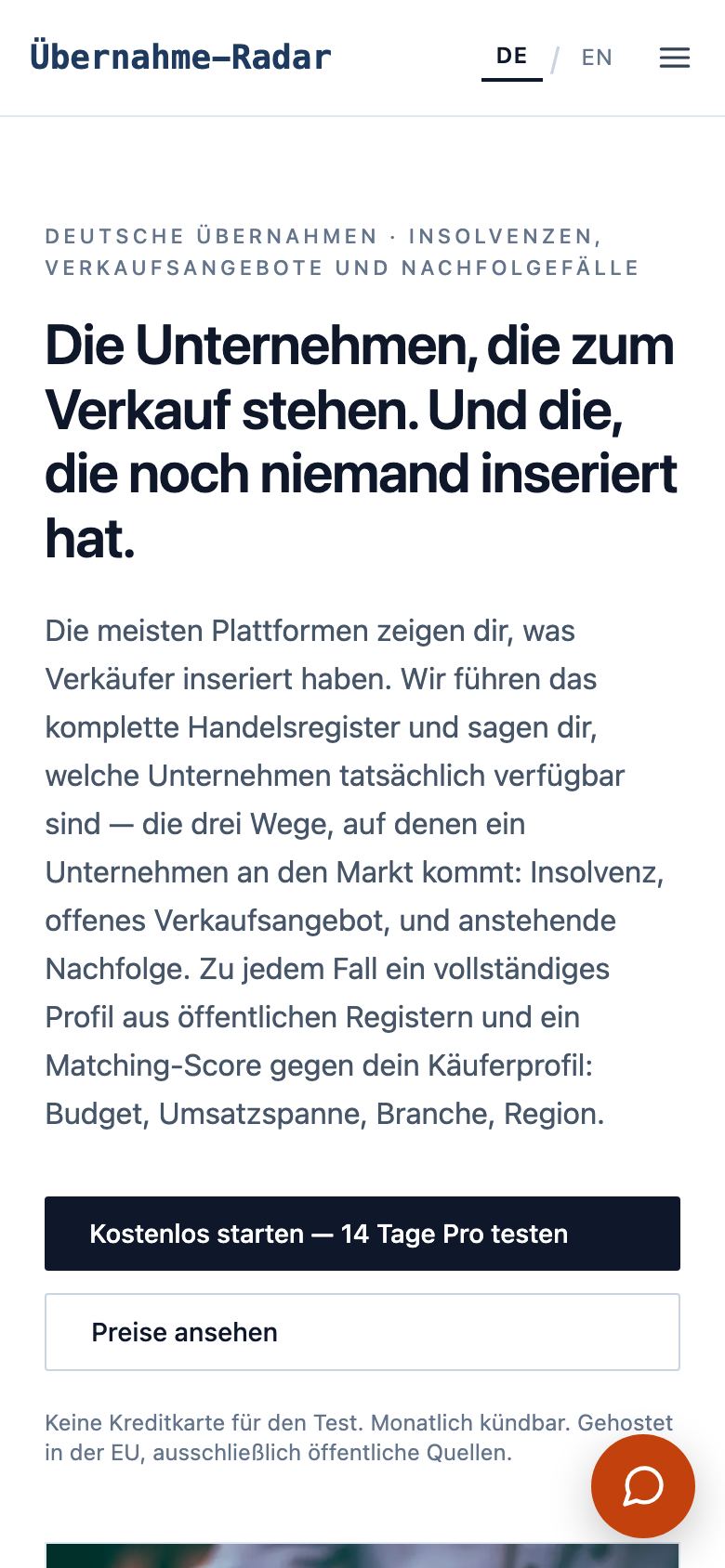 Übernahme-Radar on a phone
